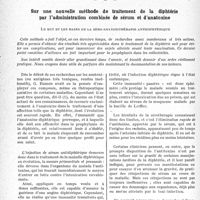 0221 - Page 218 - Partie scientifique. Travaux originaux. La clinique au goût du jour. Sur une nouvelle méthode de traitement de la diphtérie par l’administration combinée de sérum et d’anatoxine [G. Fischer]. Le but et les bases de la séro-anatoxithérapie antidiphtérique