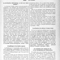 0224 - Page 221 - Partie scientifique. L’actualité scientifique. La Presse. La cuti-réaction tuberculinique a-t-elle une valeur pratique ? [(L’Actualité médico-chirurgicale, octobre 1938.)] / L’insuffisance de la diurèse aqueuse [(Journal Médical français, septembre 1938.)] / La pathogénie des oedèmes d’origine rénale [(Journal Médical français, septembre 1938.)] / Les azotémies avec manque de sel et leur thérapeutique par rechloruration [(J. Castaigne, Le Journal Médical français, septembre 1938.)]