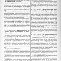 0230 - Page 227 - Partie scientifique. L’actualité scientifique. Les thèses. Contribution à l’étude des complications nerveuses au cours de la maladie de Nicolas-Favre, par Dr S.-L. Grunberg (Thèse 1938.) / La pince malléolaire, physiologie normale et pathologique du péroné, par Dr Pol Le cœur (Thèse 1938.) / Étude du sucre et du cholestérol dans la sérosité des phlyctènes, par Dr M. Bourhy (Thèse 1938.) / Le pronostic foetal dans l'accouchement par le siège. Étude de la statistique de la Maternité de l’Hôtel-Dieu, par Dr P. Turotte (Thèse 1938.)