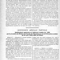 0235 - Page 232 - Partie professionnelle. Bulletin de l'Actualité. Familles nombreuses et accouchements à prix réduits. Qui doit supporter la charge de la demi-gratuité ? Le médecin ? Ou l'A. M. G. ? / Assistance médicale partielle. Modifications apportées au règlement modèle de 1894 par la circulaire du Ministre du Travail, de l'Assistance et de la Prévoyance sociales du 22 avril 1926 à MM. les Préfets