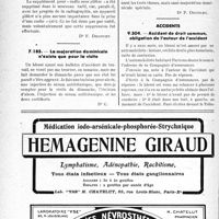 0261 - Page 258-LXVIII - Correspondance. Application du tarif des accidents du travail. Supplément supprimé pour radio sous plâtre / La majoration dominicale n’existe que pour la visite / Accidents. Accident de droit commun, obligation de l'auteur de l’accident