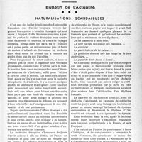 0294 - Page 291 - Partie professionnelle. Bulletin de l’Actualité. Naturalisations scandaleuses