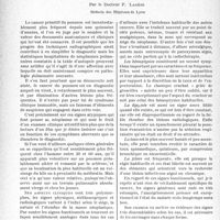 0327 - Page 322 - Partie scientifique. Travaux originaux. Le cancer primitif du poumon. Aspect clinique et diagnostic, par le Docteur P. Lagèze