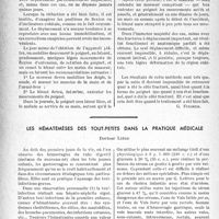 0333 - Page 328 - Partie scientifique. Travaux originaux. La petite chirurgie au goût du jour. Pour éviter les troubles fonctionnels après une fracture de l’extrémité inférieure du radius, d’après M. le Professeur agrégé A. Schwartz. La bonne méthode pour obtenir des résultats fonctionnels parfaits [G. Fischer] / Les hématemèses des tout-petits dans la pratique médicale, Docteur Liège