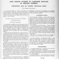 0336 - Page 331 - Partie scientifique. L’actualité scientifique. Les Congrès. XXXIIIe session d’assises de l’assemblée français de médecine générale. L'alimentation dans les maladies infectieuses aiguës, par Germain Blechmann. Synthèse Des Conclusions Des Assises Départementales, par Henri Godlewski