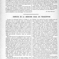 0343 - Page 338 - Partie professionnelle. Bulletin de l’Actualité. Le respect du secret professionnel au regard d’un enfant mineur et de sa famille, ou de son tuteur. La place de la physiologie dans l'enseignement clinique / Exercice de la médecine sous un pseudonyme