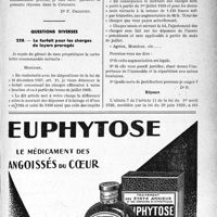 0358 - Page XLIX-353 - Correspondance. Application des tarifs d'honoraires. Accidents du Travail. Le chèque postal pour paiement aux médecins par les agents d’assurances / Questions diverses. Le forfait pour les charges de loyers prorogés