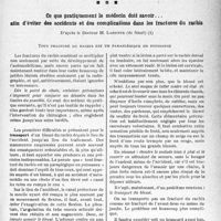 0386 - Page 381 - Partie scientifique. Travaux originaux. La clinique au goût du jour. Ce que pratiquement le médecin doit savoir... afin d’éviter des accidents et des complications dans les fractures du rachis, d’après le Docteur H. Laffitte [G. Fischer]. Tout fracturé du rachis est un paraplégique en puissance