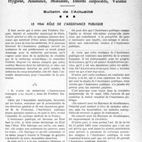 0398 - Page 393 - Partie professionnelle. Bulletin de l’Actualité. Le vrai rôle de l'assistance publique