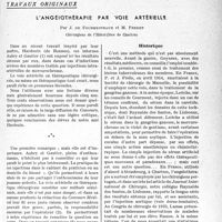 0514 - Page 491 - Partie scientifique. Travaux originaux. L'angéiothérapie par voie artérielle, par J. de Fourmestraux et M. Fredet