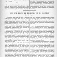 0519 - Page 496 - Partie scientifique. Travaux originaux. Les troubles gastriques de l'appendicite chronique, par le Docteur A.-R. Salmon / Deux cas curieux de conception et de grossesse, par M. Piquand
