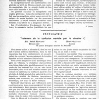 0527 - Page 504 - Partie scientifique. Travaux originaux. La maladie de langdon-down ou les problèmes du mongolisme, d’après le Docteur Maurice Bourgin. A propos du polymorphisme de la fièvre typhoïde : ses formes extra-intestinales [G. Fischer] / Psychlatrie. Traitement de la confusion mentale par la vitamine C, par André Merland et Henri Ollivier [J. Noir]