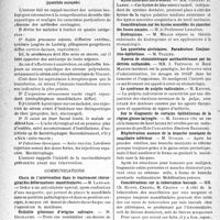 0533 - Page 510 - Partie scientifique. L’actualité scientifique. Les Congrès. Xe congrès français de stomatologie (Paris - octobre 1938). Deuxième rapport, Docteur Lebours, de Paris. Les dystrophies dentaires de la syphilis héréditaire / Question mise en discussion, Docteur Hénault. Les thérapeutiques biologiques en stomatologie (pyorrhée exceptée) / Communications. Choix de l’intervention dans le traitement chirurgical des déformations mandibulaires, M. Landais / Cellulite génienne d’origine salivaire, M. Dechaume / Traitement des stigmates inesthétiques des suppurations cervico-faciales d’origine dentaire, M. Galtier / Traitement chirurgical de l’obtusisme mandibulaire, MM. Pont, Peyrus, Quintero, Potel / Kyste fissuraire intra-osseux, MM. Cadenat et Labry / Considérations sur les kystes mucoïdes du plancher des fosses nasales, M. le Professeur Lemaître / Biotropisme, M. Millan / Les pyorrhées alvéolaires. Paradentose. Conjonctivo-épithéliose, M. Tellier / Aperçu de chimiothérapie antibactérienne par les dérivés sulfamidés, MM. J. Tréfouel et René Martin / Le syndrome de pulpite radiculaire, M. Krivine / Sur le diagnostic de certains épithéliomas de la région glosso-laryngée, M. Jourdan / Régénération osseuse de la branche montante du maxillaire inférieur. — M. Duclos / Considérations sur la tuberculose buccale, MM. Ch. Ruppe, Cernéa, M. Chaput