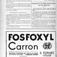 0559 - Page 536-LXII - A travers l’officiel. Lutte anticancéreuse. Service de santé de la Marine militaire / A propos de la loi réglementant l’exercice de l’Art vétérinaire