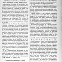 0596 - Page 569 - Partie scientifique. L'actualité scientifique. La Presse. Infiltrations de novocaïne et mobilisation active immédiate de fractures para-articulaires [(Liège Médical, 15 janvier 1939)] / Traitement médicamenteux de l’obésité / L’abcès de fixation en thérapeutique dermatologique [(Paris Médical, 21 janvier 1939.)]