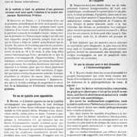 0600 - Page 573 - Partie scientifique. L'actualité scientifique. Les Sociétés Savantes. Paris. Société des chirurgiens de Paris, Séance du 18 novembre 1938. Occlusion intestinale par péritonite encapsulante. Opération. Résection de la membrane. Guérison / De la conduite à tenir en présence d’une grossesse survenue neuf mois après l’ablation d’un ovaire néoplasique (Epithélioma Wolfien) / Un cas de typhlite avec appendicite / Maladie de Lobstein / Société médico-chirurgicale des hôpitaux libres, Séance du 3 novembre 1933. Étude radiologique de l’évolution de cancers de l’épiglotte / Ce que la clinique peut et doit demander à l’électrocardiographie