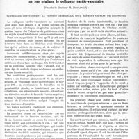 0664 - Page 635 - Partie scientifique. Travaux originaux. La clinique au goût du jour. Dans le traitement du coma diabétique qui traîne, ne pas négliger le collapsus cardio-vasculaire, d’après le Docteur R. Boulin [G. Fischer]. Surveiller constamment la tension artérielle, seul élément certain de diagnostic / Le pronostic est grave ; il est essentiel d’instituer une thérapeutique préventive