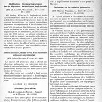 0668 - Page 639 - Partie scientifique. L'actualité scientifique. Les Sociétés Savantes. Paris. Académie de médecine. Modifications électrocardiographiques dans les dépressions barométriques expérimentales, (17-1-1939) / Guérison spontanée, chez le cheval, d’une tuberculose pulmonaire expérimentale, (17-1-1939) / Académie de chirurgie. Neurinome juxta-vésical, (16-11-1938) / Recherches sur les embolies pulmonaires, (30-11-1938)