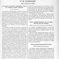 0670 - Page 641 - Partie scientifique. L'actualité scientifique. Les Congrès. V° congrès de la société de broncho-oesophagologie et de gastroscopie, (Paris, 23 octobre 1938). La prévention des sténoses oesophagiennes causées par l’ingestion d’agents caustiques, M. P. Jacques / Fistule oesophago-bronchique chez un malade atteint de cancer de l’oesophage, MM. Canuyt et M. Lacroix / Fistule oesophago-médiastinale bien tolérée, MM. G. Canuyt et M. Lacroix / La « bradydlastase » des sténoses oesophagiennes, Dr F.-G. Eeman