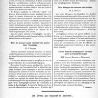 0671 - Page 642 - Partie scientifique. L'actualité scientifique. Les Congrès. V° congrès de la société de broncho-oesophagologie et de gastroscopie, (Paris, 23 octobre 1938). La « bradydlastase » des sténoses oesophagiennes, Dr F.-G. Eeman / Pièce de monnaie ayant séjourné trois années dans l’oesophage, M. J. Piquet / Corps étrangers des bronches chez l’enfant, M. A. Soulas / Fistule broncho-oesophagienne survenue après un trauma thoracique, MM. Piquet, Muller et Marchant / Les Livres qui viennent de paraître…