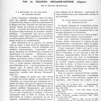 0741 - Page 712 - Partie scientifique. L'actualité scientifique. Le traitement des maladies de sensibilisation (Asthme, Rhume Des Foins, Migraine, Urticaire) par la solution histamine-histidin (Algipan), par le Docteur Mayonnade