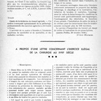 0753 - Page 724 - Partie professionnelle. Bulletin de l’Actualité. Chronique des maladies professionnelles / A propos d’une lettre concernant l’exercice illégal de la chirurgie au XVIIIe siècle