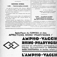 0763 - Page 734-LXII - Correspondance. Fiscalité. Déduction des frais de remplacement / Questions diverses. Frais de justice criminelle [Dr Pierre Masquin] / Certificats de décès. Responsabilité du médecin. Qui doit en payer les honoraires?