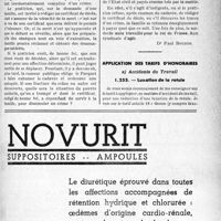 0764 - Page LXIII735 - Correspondance. Questions diverses. Certificats de décès. Responsabilité du médecin. Qui doit en payer les honoraires? / Application des tarifs d'honoraires. a) Accidents du Travail. Luxation de ta rotule