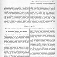 0795 - Page 764 - Partie scientifique. Travaux originaux. Le diagnostic de l’appendicite aiguë chez l’enfant, par le Docteur L. Babonneix. diagnostic positif