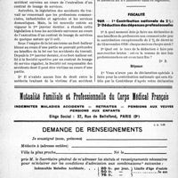 0823 - Page 792-XLIV - Correspondance. Accidents du travail. Accident sportif / Fiscalité. 10 Contribution nationale de 2 % ; 2° Déduction des dépenses professionnelles