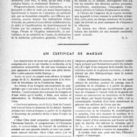 0877 - Page 846 - Partie professionnelle. L’actualité professionnelle. Pathologie du travail et collaboration médico-patronale. La mort apparente [(Le Sud Médical et chirurgical, 15 juin 1938.)] / Un certificat de marque