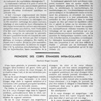 0922 - Page 889 - Partie scientifique. Travaux originaux. Les septicémies chirurgicales, Leçon (résumée) de M. le Professeur agrégé Ameline / Pronostic des corps étrangers intra-oculaires, Docteur Roger Chappé