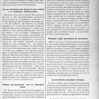 0930 - Page 897 - Partie scientifique. L’actualité scientifique. Les Sociétés Savantes. Paris. Société de médecine de Paris, Séance du 26-XI-1938. Catgut antidérapant / Pour une contribution plus grande du corps médical à la prophylaxie antituberculeuse / Problèmes post-sanatorlaux chez les tuberculeux osseux / Traitement spécial à quelques fractures du col fémoral / La tomographie modifiera-t-elle notre conception de la tuberculose pulmonaire ? / Péritonites aiguës généralisées du post-partum / La toxi-infection alimentaire chronique / Société de médecine militaire français, Séance du 8 décembre 1938. Expertise médico-légale d’invalidité
