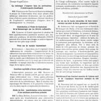 0931 - Page 898 - Partie scientifique. L’actualité scientifique. Société de médecine militaire français, Séance du 8 décembre 1938 / La radiologie d’urgence dans les perforations d’ulcères gastro-duodénaux / Contribution à l’étude du traitement de la blennorragie par les dérivés sulfamidés / Trois cas de myopie traumatique / Leucémie myéloïde à forme spléno-adénique / Abcès du foie : manifestation extra-intestinale d’une amiblase autochtone probable / Société des chirurgiens de Paris, Séance du 6 janvier 1939. Sur un cas de kystes dermoïdes de deux ovaires survenu au cours de deux grossesses successives / Variété rare d’une fracture associée de l’aileron sacré et de l’apophyse transverse lombaire du côté opposé