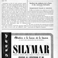 0954 - Page LXI-921 - A travers l’officiel. Ordre du jour. Voté par le Conseil d’administration du Syndicat des Médecins de la Seine le 7 mars 1939 t / Syndicat des médecins de la Seine et des communes limitrophes. Remplacements français ou naturalisés