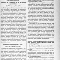 0994 - Page 959 - Partie scientifique. L'actualité scientifique. Les Sociétés Savantes. Paris. Académie de médecine. Sérothérapie de l’appendicite et de la péritonite appendiculaire, (21-2-1939) / L’expérience roumaine sur le B. C. G, (7-2-1939) / Le virage de la réaction de Casoni après une deuxième ou plusieurs intra-dermo-réactions, (7-2-1939) / Complexe primaire ganglio-pulmonaire chez le singe après instillation nasale de bacilles de Koch, sous anesthésie générale, (14-2-1939)
