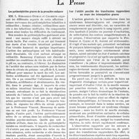 1052 - Page 1017 - Partie scientifique. L’actualité scientifique. La Presse. Les pyélonéphrites graves de la première enfance [(Revue de Médecine, janvier 1939.)] / Sur l’utilité possible des transfusions rapprochées au cours des hémopathies graves [(Le Sud Médical et Chirurgical, janvier 1959.)]