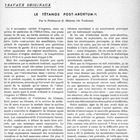 1094 - Page 1059 - Partie scientifique. Travaux originaux. Le tétanos post-abortum, par le Professeur E. Mériel