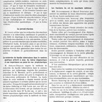 1108 - Page 1073 - Partie scientifique. L’actualité scientifique. Les Sociétés Savantes. Paris. Société de médecine de Paris, Séance du 13 janvier 1939. Quelques aspects cliniques des sinusites latentes / La percuti-réaction / La recherche du bacille tuberculeux dans le contenu gastrique prélevé à jeun. Sa valeur diagnostique et son importance au point de vue prophylactique / Société des chirurgiens de Paris, Séance du 20 janvier 1939. La gastro-jéjunostomie antérieure dans la chirurgie palllative du cancer non enlevable de l’estomac / Les fractures du col du maxillaire inférieur / Contribution à l’étude et au traitement des scolioses graves