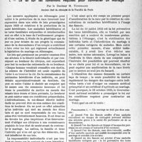 1122 - Page 1087 - Partie professionnelle. Bulletin de l’Actualité. A propos des mesures appliquées depuis quatre ans en Allemagne pour veiller à la protection de la race. I. — La loi sur les conditions requises pour contracter un mariage