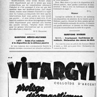 1141 - Page 1106-LXIV - Correspondance. Application des tarifs d'honoraires. b) Assurances sociales. Amygdalectomies en consultations externes à l’hôpital / Questions médico-militaires. Solde d’un médecin à la disposition de la défense passive / Questions diverses. Avortement. Confidences au médecin. Déclaration des causes de décès