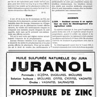 1145 - Page 1110-LXVIII - Correspondance. Questions diverses. Conditions d’exercice de la pro pharmacie / Accidents. Accident survenu à un agriculteur au cours du déménagement d'un agriculteur voisin