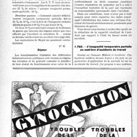 1207 - Page 1170-LXII - Correspondance. Accidents et maladies professionnelles. Accident survenu à un fonctionnaire au cours du service / L’incapacité temporaire partielle en matière d'accidents du travail