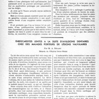 1229 - Page 1190 - Partie scientifique. Travaux originaux. Gangrène cutanée d’un doigt consécutive a un pansement d'eau oxygénée, par le Docteur P. Hardouin / Endocardites lentes à la suite d’avulsions dentaires chez des malades porteurs de lésions valvulaires, par M. A. Bécart