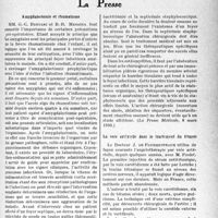 1238 - Page 1199 - Partie scientifique. L’actualité scientifique. La Presse. Amygdalectomie et rhumatisme [(Revue du Rhumatisme, février 1.939.)] / Ostéomyélites aiguës avec bactériémie et septicémies à staphylocoques [(La Presse Médicale, 8 mars 1939.)] / La voie artérielle dans le traitement du tétanos [(Archives Hôspitalières, mars A, 1939.)]