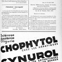 1260 - Page XLIII-1221 - A travers l’officiel. Statut des étrangers résidant en France en temps de guerre / L’hématome sous-unguéal / Les taxes de séjour dans les villes d’Eaux