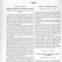 1299 - Page 1258 - Partie scientifique. L’actualité scientifique. Les Sociétés Savantes. Paris. Académie de médecine. Réalisation expérimentale de l’adénome prostatique, (28-3-1939) / Les petits oxycarbonémiques ignorés, (28-3-1939) / Académie de chirurgie. Un produit plastique transmettant la lumière : le novolight, (22-3-1939)