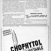 1322 - Page XLV-1279 - Correspondance. Accidents du travail et maladies professionnelles. Intoxication par un vernis gras. Maladie professionnelle / Assurances sociales. Les prestations spéciales de deux ans sont-elles un droit pour l'assuré ?