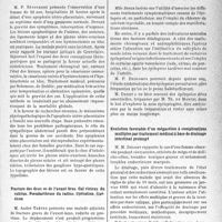 1362 - Page 1319 - Partie scientifique. L'actualité scientifique. Les Sociétés Savantes. Paris. Société des chirurgiens de Paris, Séance du 3 février 1939. Apoplexie utéro-placentaire. Hystérectomie abdominale. Guérison / Fracture des deux os de l’avant-bras. Cal vicieux du cubitus. Pseudarthrose du radius. Opération. Guérison / Société médico-chirurgicale des hôpitaux libres, Séance du 3 janvier 1939. A propos du traitement de certaines épilepsies / Évolution favorable d’un mégacôlon à complications multiples par traitement médical à base de drainage intestinal prolongé
