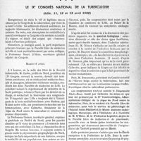 1364 - Page 1321 - Partie scientifique. L'actualité scientifique. Les Congrès. Le IXe congrès national de la tuberculose, (Lille, 11, 12 et 13 avril 1939)